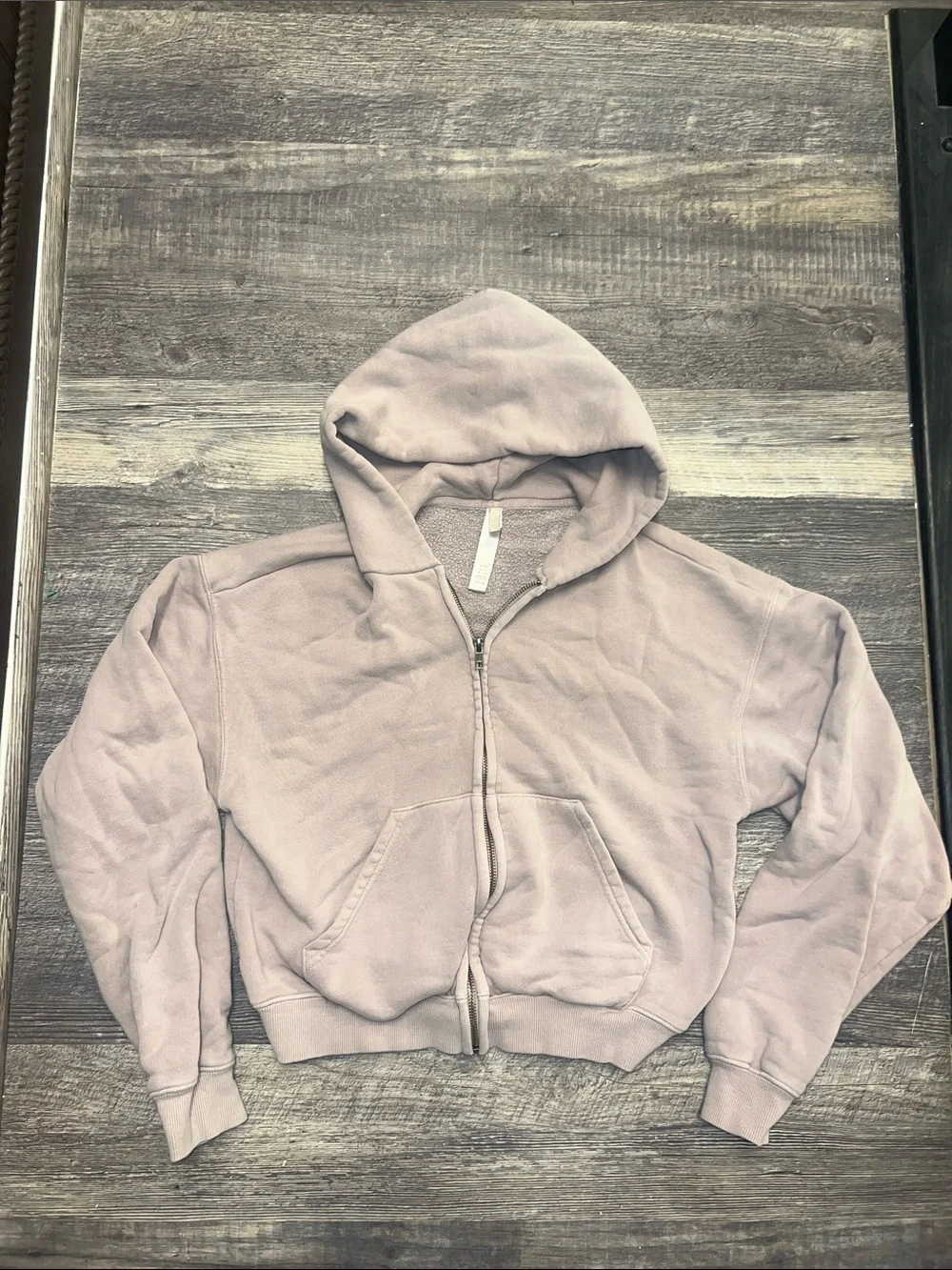 SKIMS Dusty Mauve Cropped Full Zip Hoodie Jacket Women's Size Small